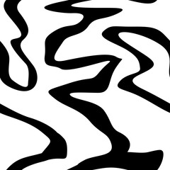 abstract black and white hand drawn curvy line vector seamless pattern background