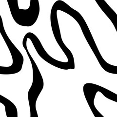 abstract black and white hand drawn curvy line vector seamless pattern background