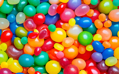  Textured background of multicolored sugar candies.Copy space