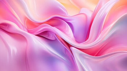 Fototapeta premium A 3D render of fluid, flowing lines in vibrant pastel colors forming a dynamic, abstract fashion background with depth and movement.