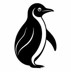 Fototapeta premium Vector black silhouette of a penguin. Vector illustration of a black silhouette of a penguin.