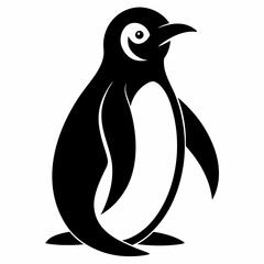 Obraz premium Vector black silhouette of a penguin. Vector illustration of a black silhouette of a penguin.