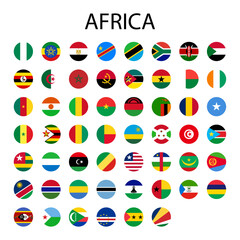 Round flags of African countries