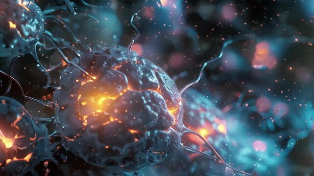The activation of a transcription factor shown as a bright spot within the nucleus of a cell in response to a signaling molecule.