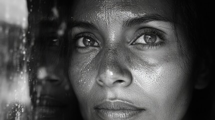 Fototapeta premium middle-aged woman with empty and sad look