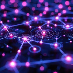 Abstract Network Pattern with Glowing Lights