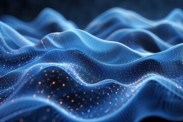 Obraz premium Abstract Blue Wave with Glowing Particles