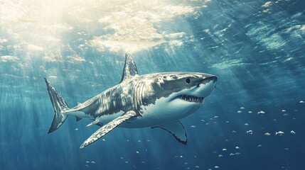 Fototapeta premium Great White Shark Underwater