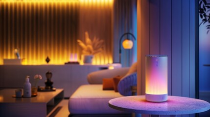 Luxurious Bedroom with Smart Technology Integration and Ambient Lighting