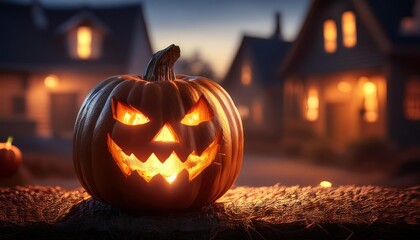 Glowing Jack-o'-Lantern on Halloween Night