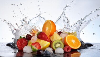 a splash of fresh fruit with ice generative ai