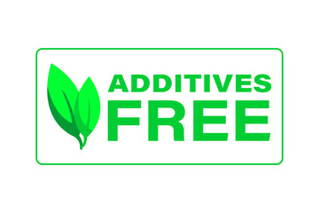 Green labels communicating Additives Free with a leaf icon, set of eco labels, eco friendly sign