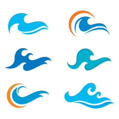 blue waves logo vector icon illustration