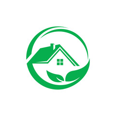 Obraz premium Eco friendly home logo vector icon illustration