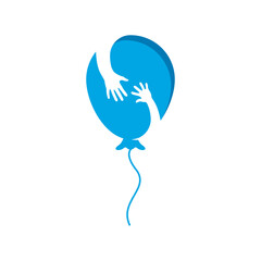sign of balloon kids care logo vector icon illustration