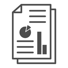File document icons. Document with chart or graph symbol. Editable stroke, pixel perfect