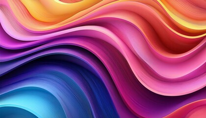 abstract digital artwork featuring fluid wavy shapes in a gradient of vivid colors including pinks...