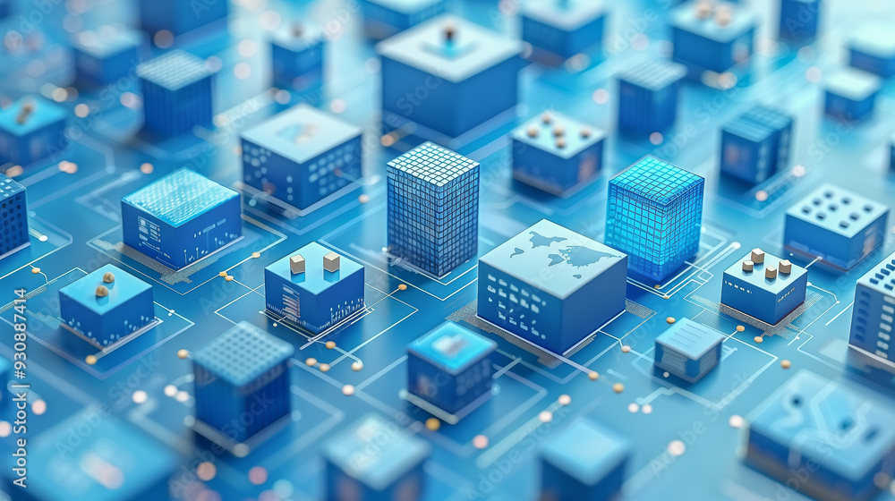 Aufkleber abstract 3d cityscape representing digital networks..