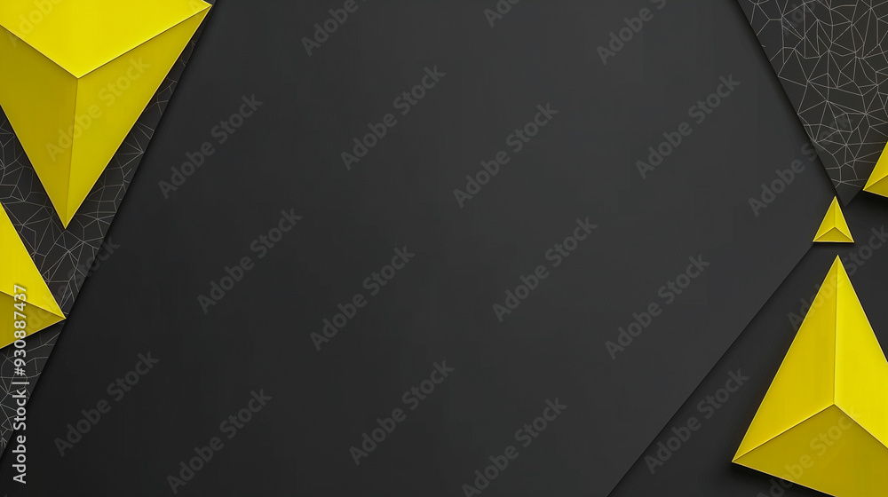 Poster geometric black and yellow triangular design background..