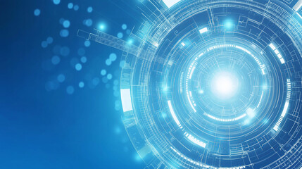 Abstract digital technology background with glowing blue circles.