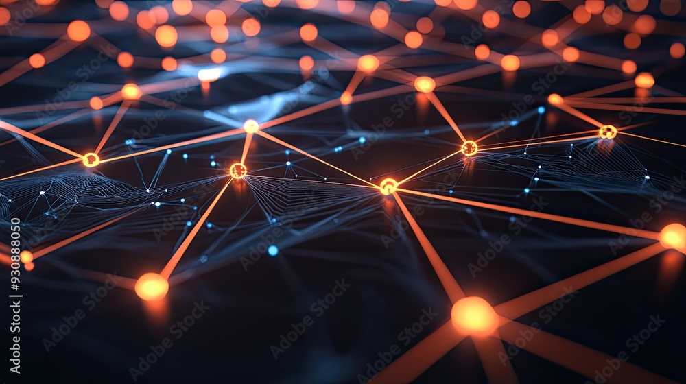 Poster a close up of a glowing network services icon surrounded by digital lines, symbolizing data flow and