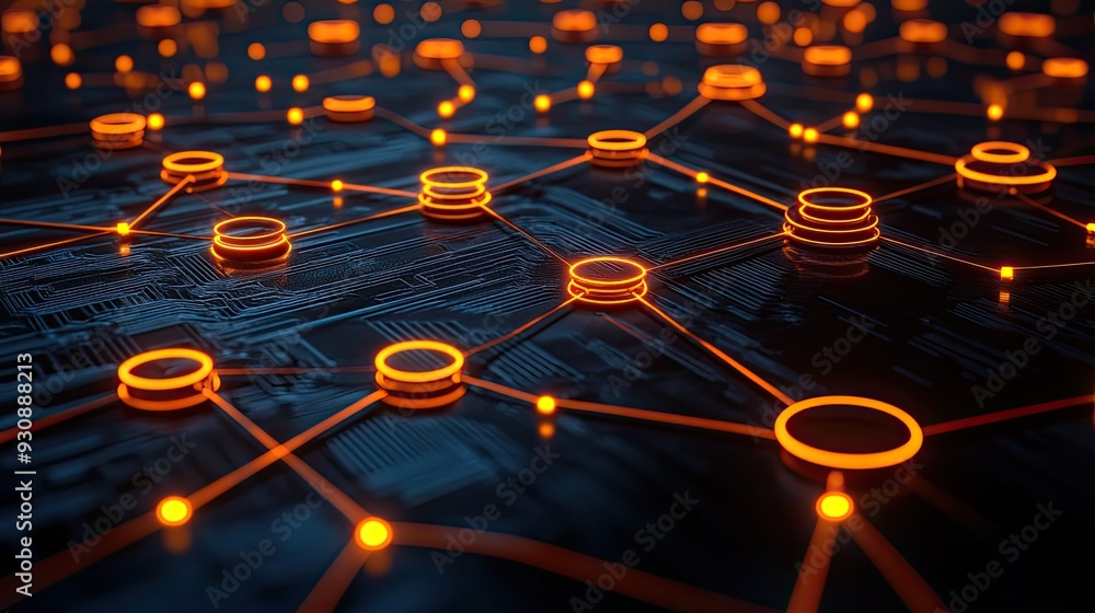 Poster a digital network map with glowing nodes, symbolizing the interconnected nature of network services.