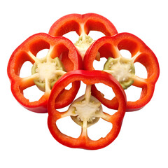 red pepper slices on transparent background png