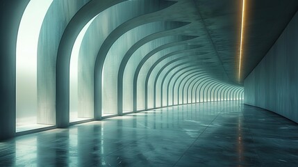 Obraz premium Futuristic Arched Corridor with Light
