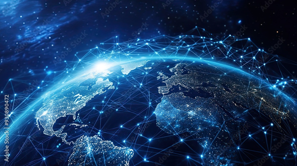 Poster communication technology internet global business global world connected networks internet abstract 