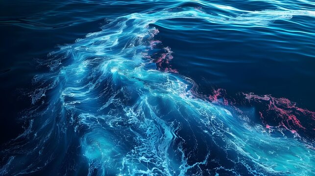 Gulf Stream in the Atlantic Ocean with Circular Flows of Red