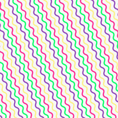 Girly Girl Simple Modern Wave Seamless Design Multicolor Waves Jagged Lines Stripe White 409