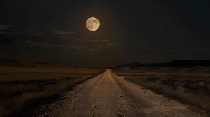 Moonrise over a ground road