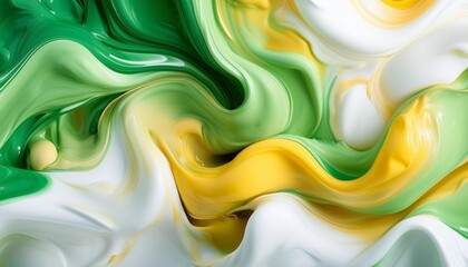 abstract green yellow and white swirls in a liquid