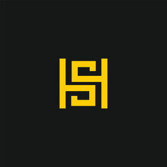 HS SH initial logo circle shape vector black and gold