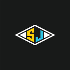 SJ initial logo circle shape vector black and gold