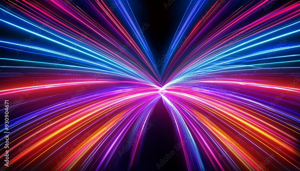 Canvas Prints a vivid backdrop with dynamic neon light trails forming intricate abstract patterns glowing brightly