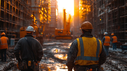 labor unions supporting heavy machinery operators at a construction site,