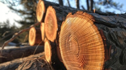 Close-up of a Cut Tree Trunk