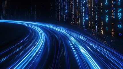 Abstract Digital Highway with Binary Code Background