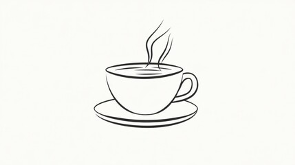 Obraz premium Hand-drawn illustration of a coffee cup and saucer with a candle on the table