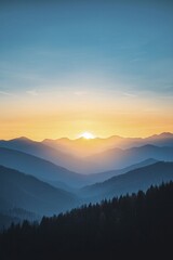 A stunning sunset over a mountain range, symbolizing the grandeur of achievements and the beauty of nature's canvas