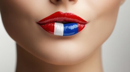 Naklejka premium French Flag Lips
