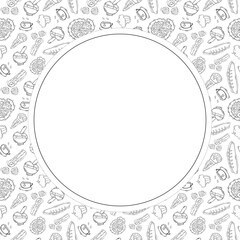 food and beverage frame in doodle style frame background