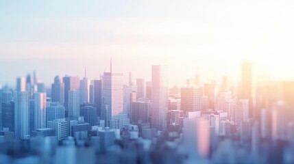 Modern City Skyline with Sunset Glow