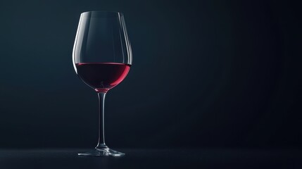Single Glass of Red Wine on Dark Background