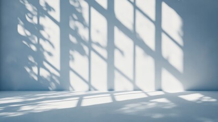 Minimalistic simple abstract background for product presentation. Shadow and light from windows on wall , ai