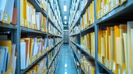 Fototapeta premium Rows of Files in a Large Filing Cabinet