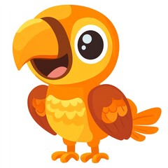 Naklejka premium A vibrant cartoon parrot with bright orange feathers, big expressive eyes, and a cheerful expression, perfect for kids' designs.