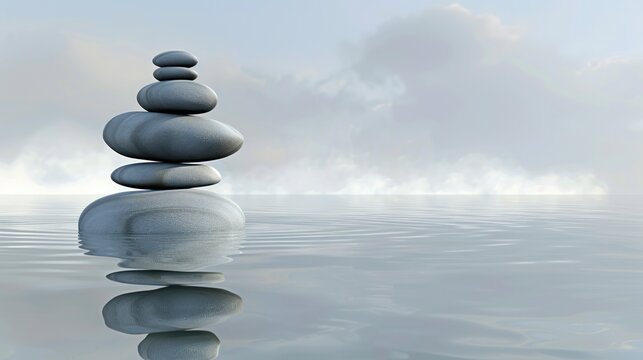 Zen Stones on Calm Water