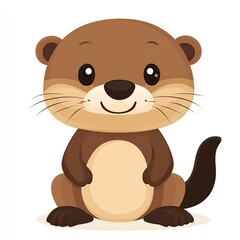 A cute cartoon otter character with a happy expression, perfect for children's illustrations and nature-themed designs.